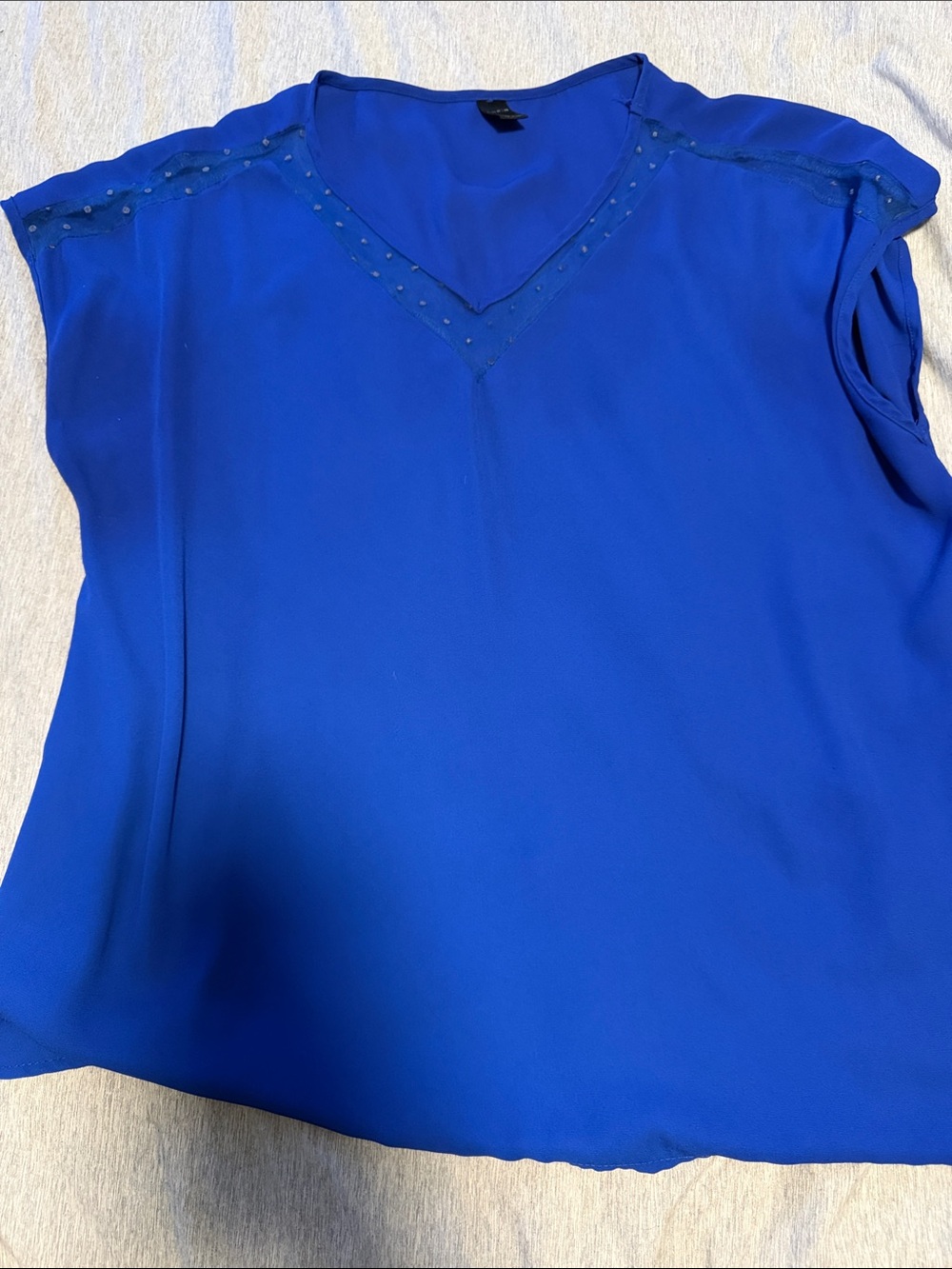 SHEIN Royal Blue V-Neck Short Sleeve Blouse with Stud Detail